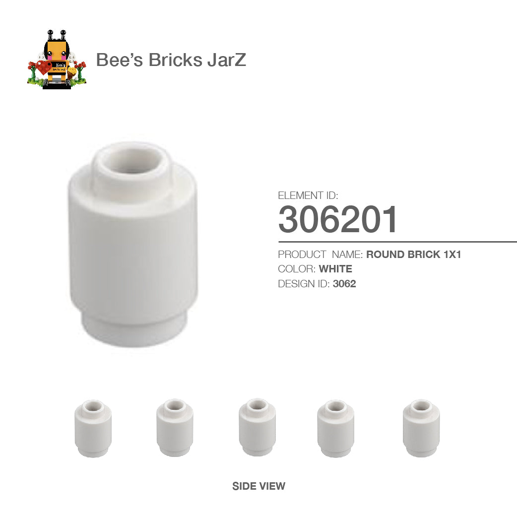 306201-ROUND BRICK 1X1-White