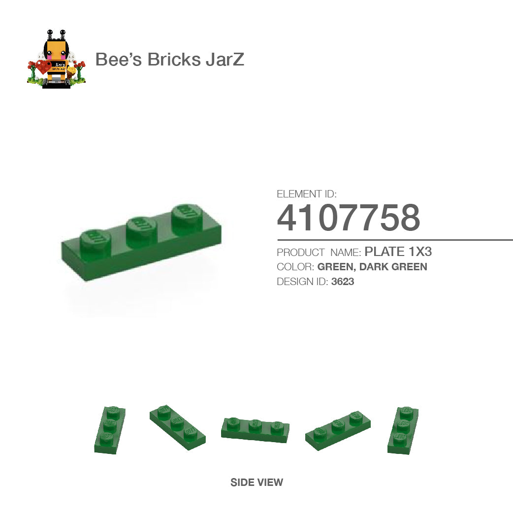 4107758-PLATE 1X3-Dark Green – Bee's Bricks JarZ