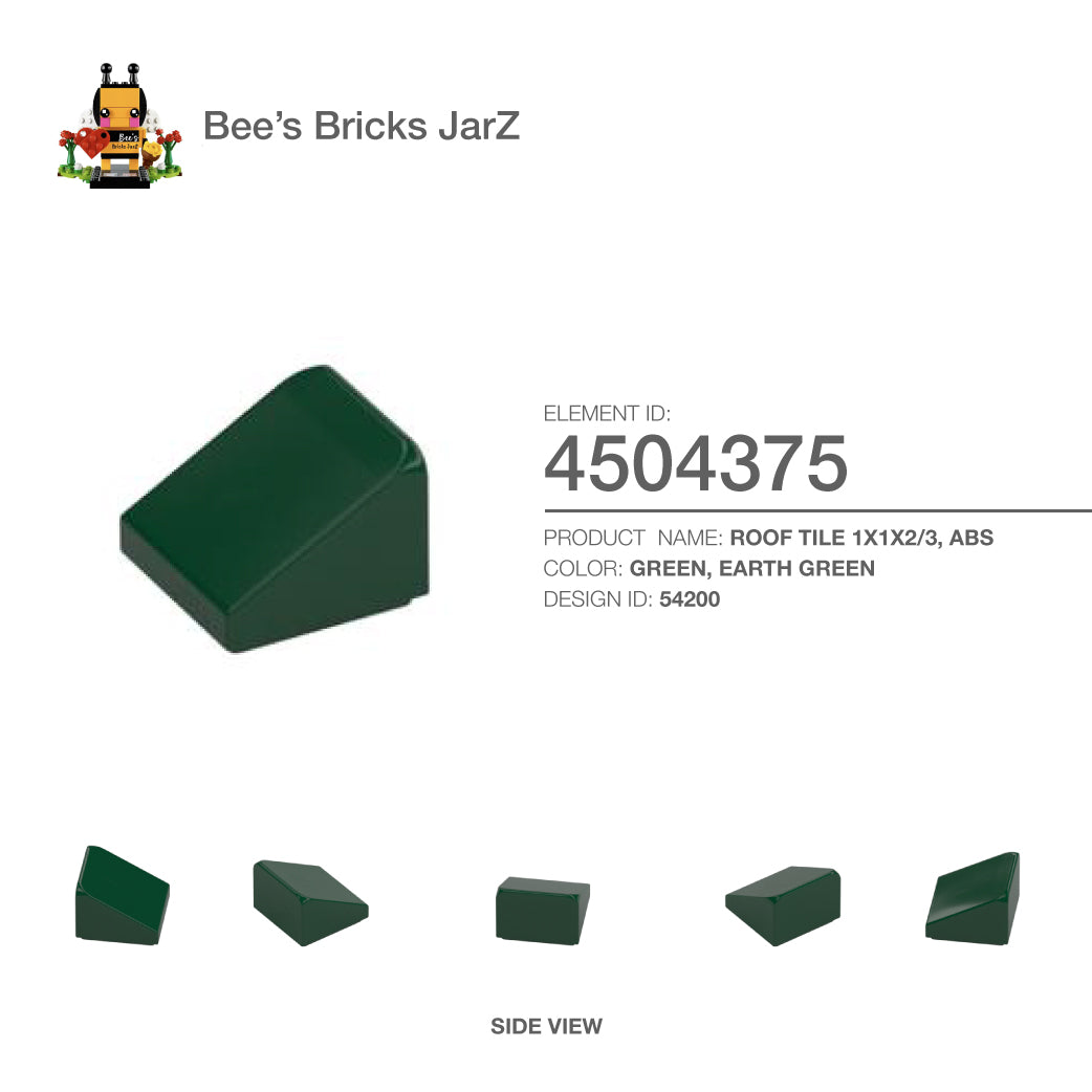 4504375-ROOF TILE 1X1X2/3, ABS-Earth Green – Bee's Bricks JarZ