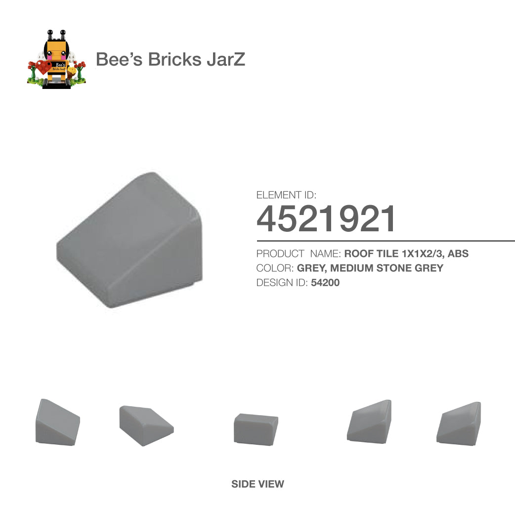 4521921-ROOF TILE 1X1X2/3, ABS-Medium Stone Grey – Bee's Bricks JarZ