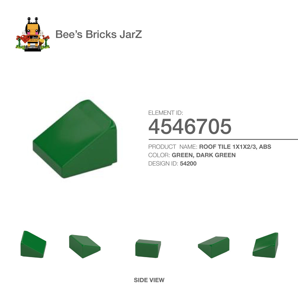 4546705-ROOF TILE 1X1X2/3, ABS-Dark Green – Bee's Bricks JarZ