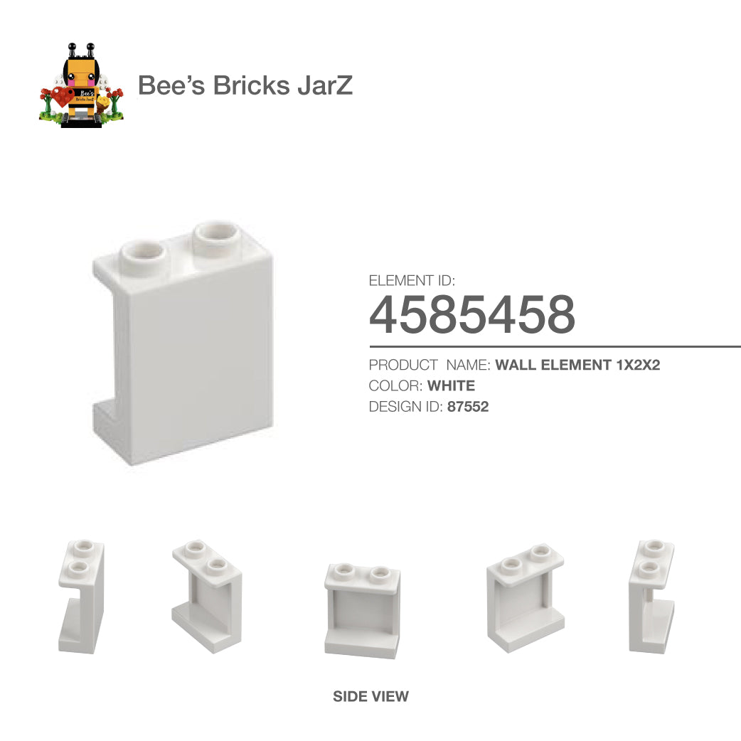 4585458-WALL ELEMENT 1X2X2-White – Bee's Bricks JarZ