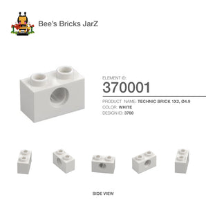 370001-TECHNIC BRICK 1X2, Ø4.9-White