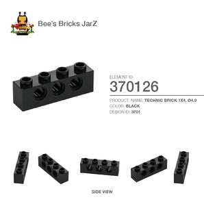 370126-TECHNIC BRICK 1X4, Ø4,9-Black