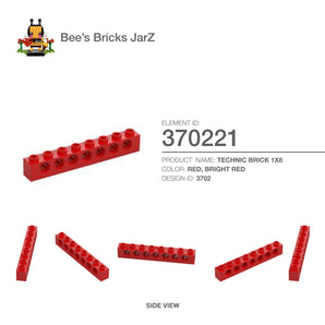 370221-TECHNIC BRICK 1X8-Bright Red