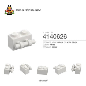 4140626-BRICK 1X2 WITH STICK-White