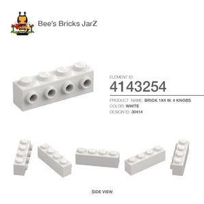 4143254-BRICK 1X4 W. 4 KNOBS-White