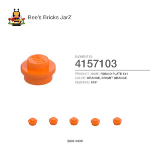 4157103-ROUND PLATE 1X1-Bright Orange