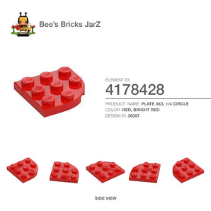 4178428-PLATE 3X3, 1/4 CIRCLE-Bright Red