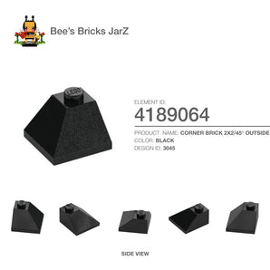 4189064-CORNER BRICK 2X2/45° OUTSIDE-Black