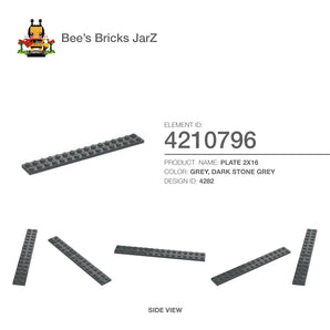 4210796-PLATE 2X16-Dark Stone Grey