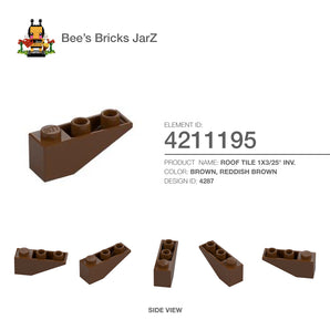 4211195-ROOF TILE 1X3/25° INV.-Reddish Brown