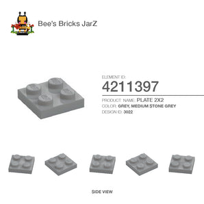 4211397-PLATE 2X2-Medium Stone Grey