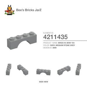 4211435-BRICK W. BOW 1X4-Medium Stone Grey