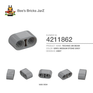 4211862-TECHNIC 2M BEAM-Medium Stone Grey