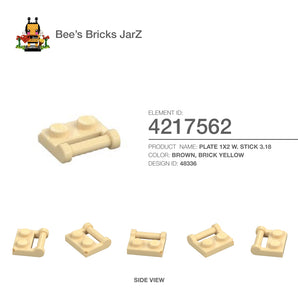 4217562-PLATE 1X2 W. STICK 3.18-Brick Yellow