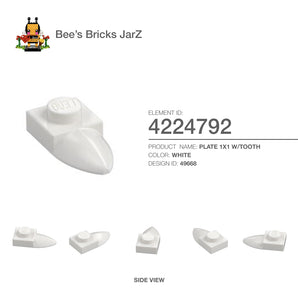 4224792-PLATE 1X1 W/TOOTH-White