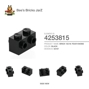 4253815-BRICK 1X2 W. FOUR KNOBS-Black