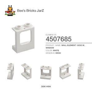 4507685-WALL ELEMENT 1X2X2 W. WINDOW-White