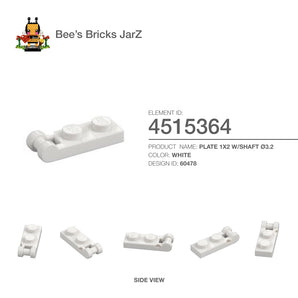 4515364-PLATE 1X2 W/SHAFT Ø3.2-White