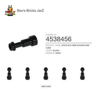 4538456-STICK Ø3.2 2MM W/KNOB AND TUBE-Black