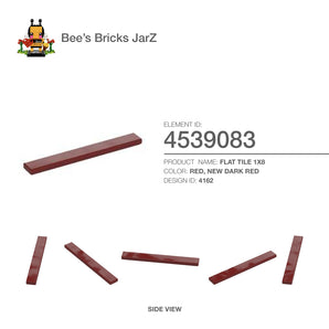 4539083-FLAT TILE 1X8-New Dark Red