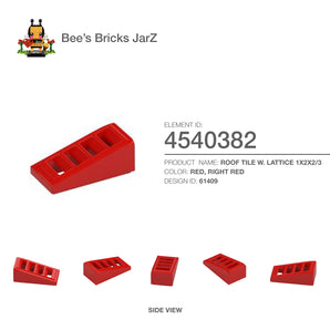 4540382-ROOF TILE W. LATTICE 1X2X2/3-Bright Red