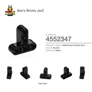 4552347-T-BEAM 3X3 W/HOLE Ø4.8-Black