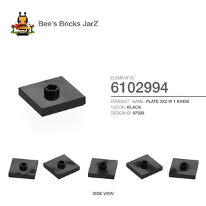 4565323-PLATE 2X2 W 1 KNOB-Black