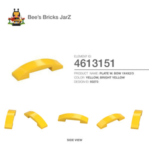 4613151-PLATE W. BOW 1X4X2/3-Bright Yellow