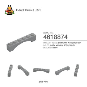 4618874-BRICK 1X6 W/INSIDE BOW-Medium Stone Grey