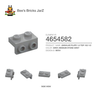 4654582-ANGULAR PLATE 1.5 BOT. 1X2 1/2-Medium Stone Grey