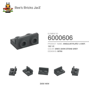 6000606-ANGULAR PLATE 1.5 BOT. 1X2 1/2-Dark Stone Grey
