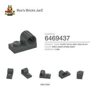 6019987-PLATE 1X2 W. HOR. HOLE Ø 4.8-Dark Stone Grey