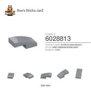 6028813-PLATE W. BOW 1X2X2/3-Medium Stone Grey