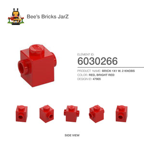 6030266-BRICK 1X1 W. 2 KNOBS-Bright Red