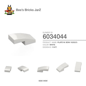 6034044-PLATE W. BOW 1X2X2/3-White