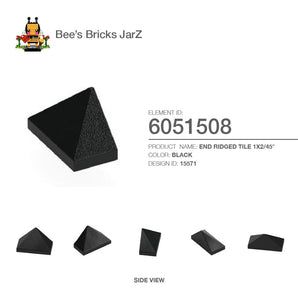 6051508-END RIDGED TILE 1X2/45°-Black