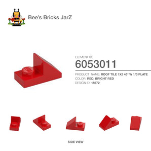 6053011-ROOF TILE 1X2 45° W 1/3 PLATE-Bright Red