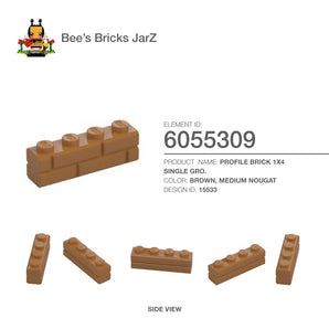 6055309-PROFILE BRICK 1X4 SINGLE GRO.-Medium Nougat