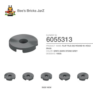 6055313-FLAT TILE 2X2 ROUND W. HOLE Ø4.85-Dark Stone Grey