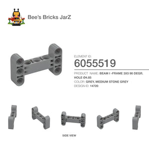 6055519-BEAM I -FRAME 3X5 90 DEGR. HOLE Ø4.85-Medium Stone Grey