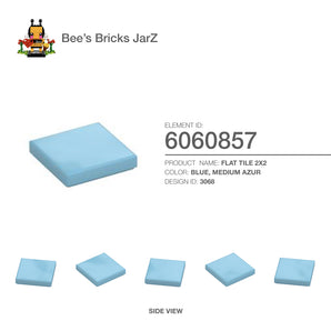 6060857-FLAT TILE 2X2-Medium Azur