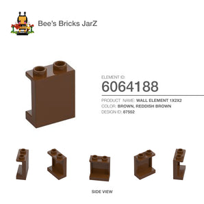 6064188-WALL ELEMENT 1X2X2-Reddish Brown
