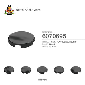 6070695-FLAT TILE 2X2, ROUND-Black
