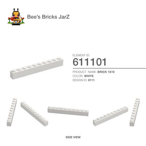 611101-BRICK 1X10-White