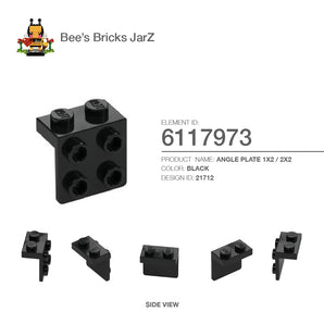 6117973-ANGLE PLATE 1X2 / 2X2-Black