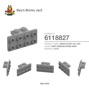 6118827-ANGLE PLATE 1X2 / 2X4-Medium Stone Grey