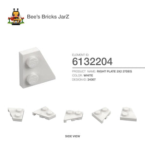 6132204-RIGHT PLATE 2X2 27DEG-White