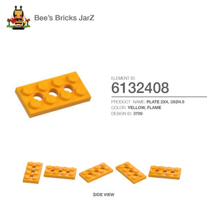 6132408-PLATE 2X4, 3XØ4.9-Flame Yellowish Orange